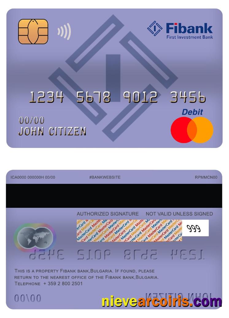 Bulgaria Fibank  bank master debit card
